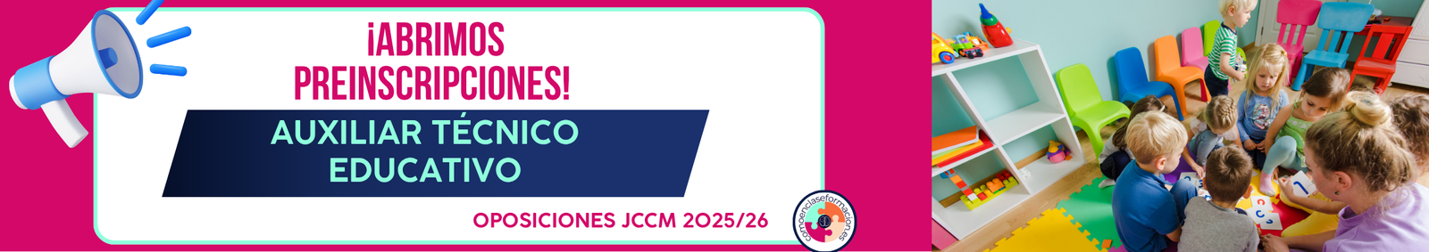 Copia de Copia de Post academia clases oposiciones geométrico azul amarillo (1700 x 300 px)